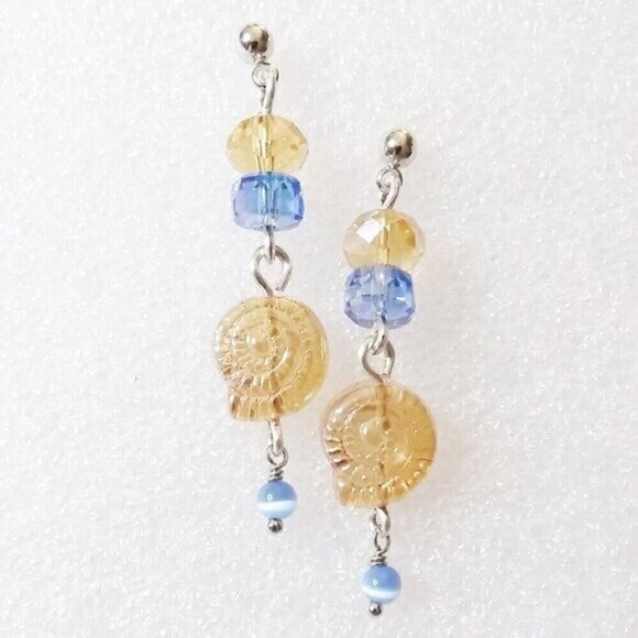 One-of-a-kind + Handmade! Catseye + Crystals Beads & Czech Glass Snail Shell - Picture 3 of 7